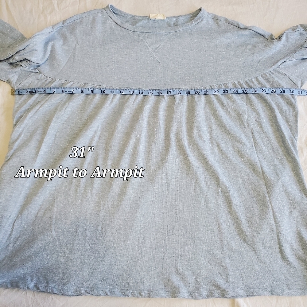 ALTARD State Light Blue Babydoll Sweatshirt Top Size Medium Long Sleeve HAS HOLE - Picture 9 of 12
